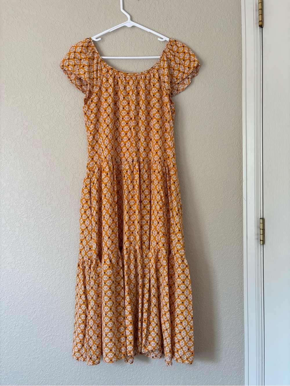 Knox Rose orange and white geometric print dress size S - Picture 3 of 8
